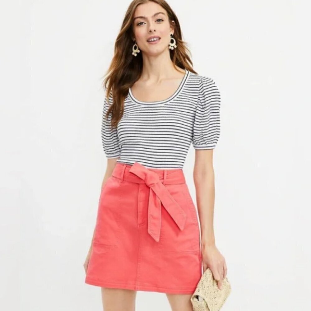 NWT LOFT Utility Pocket Skirt in 'Hothouse' Orange/Pink Size 14